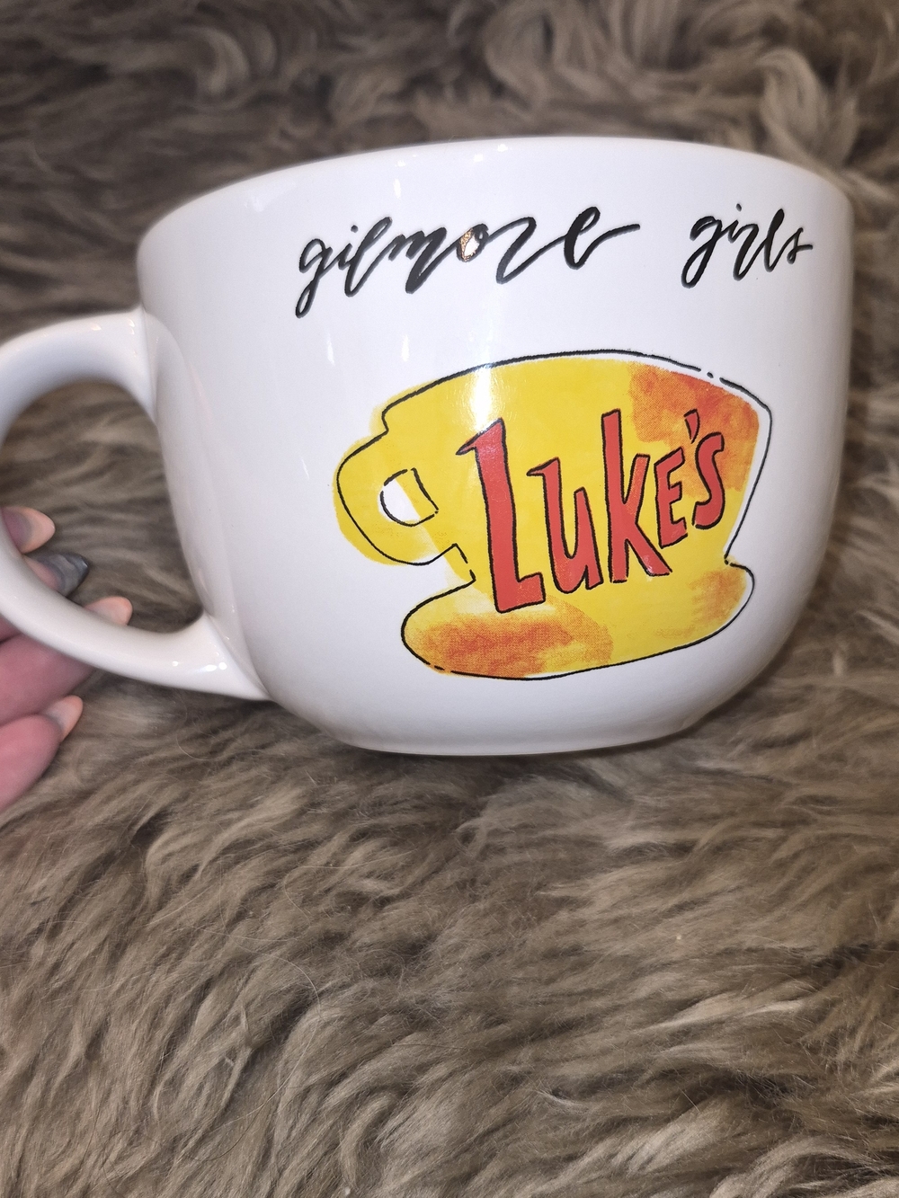 Luke's Yellow Logo Ceramic Mug - White 24oz